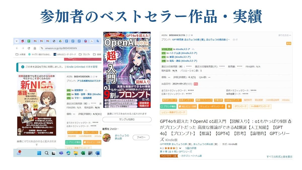 参加者のベストセラー作品・実績の一覧